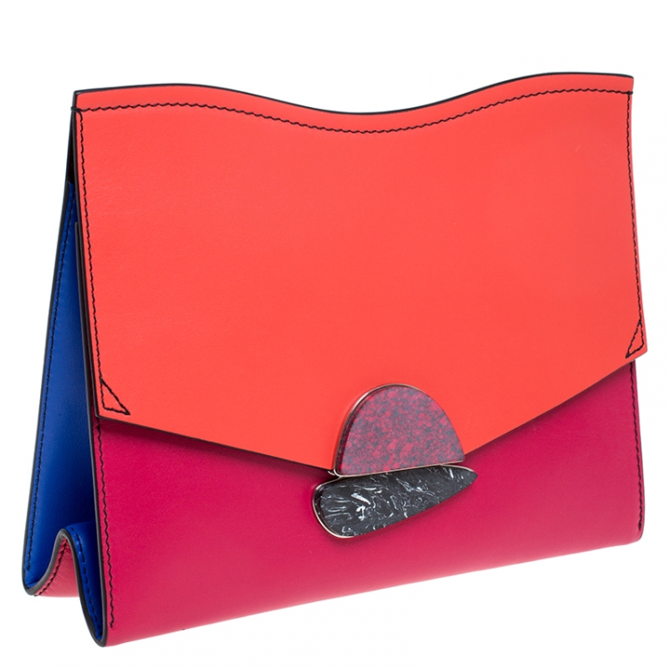 Pre Owned Proenza Schouler Tricolor Leather Medium Curl Clutch
