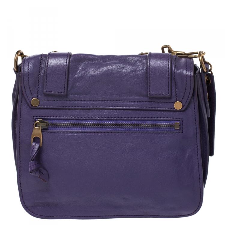 Pre Owned Proenza Schouler Purple Leather PS1 Mini Crossbody Bag