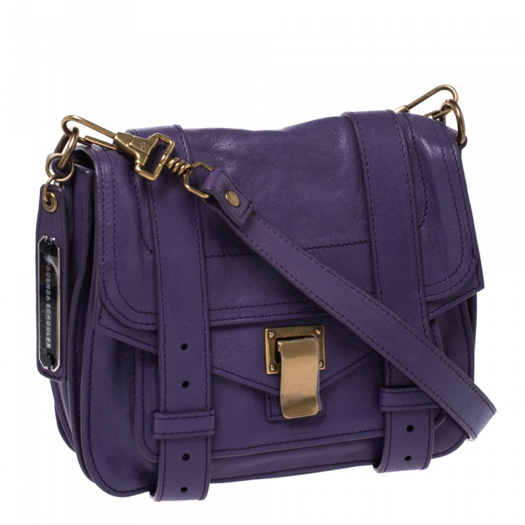 Pre Owned Proenza Schouler Purple Leather PS1 Mini Crossbody Bag