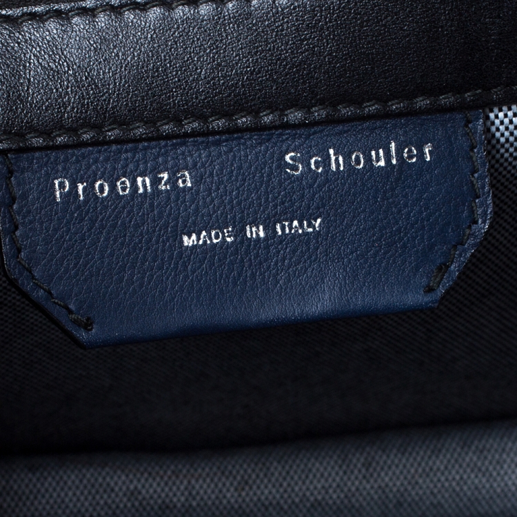 Pre Owned Proenza Schouler Navy Blue Leather Large PS1 Top Handle Bag