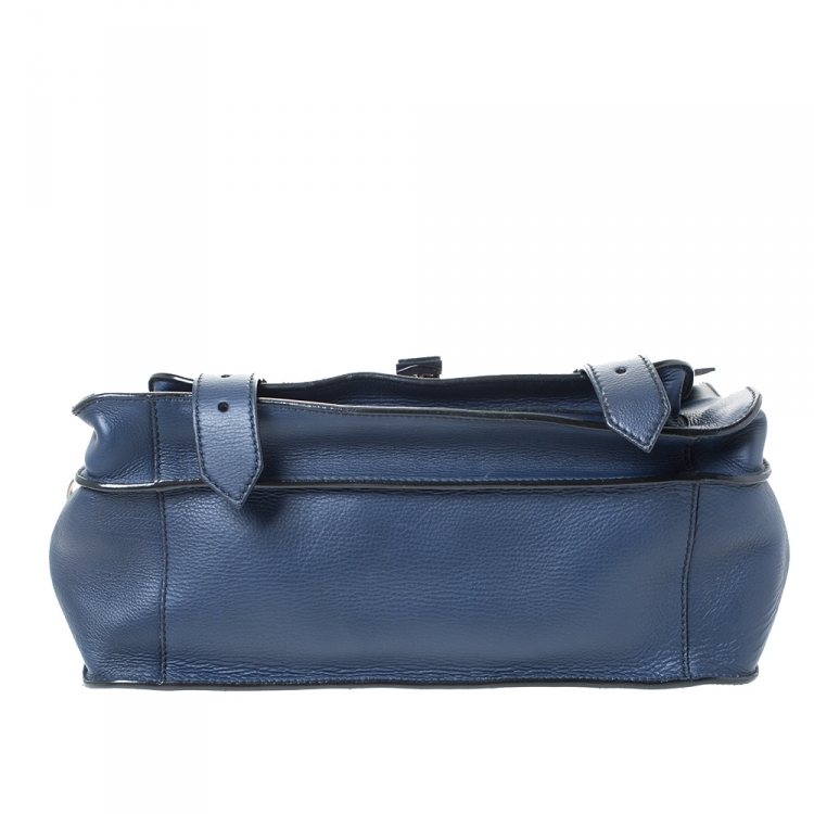 Pre Owned Proenza Schouler Navy Blue Leather Large PS1 Top Handle Bag