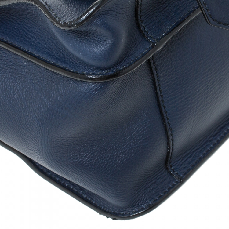 Pre Owned Proenza Schouler Navy Blue Leather Large PS1 Top Handle Bag