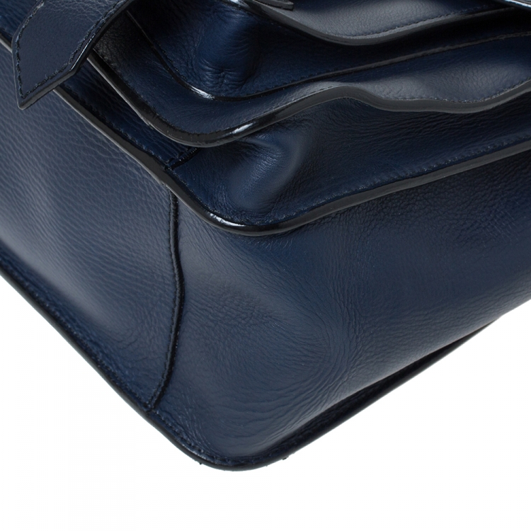 Pre Owned Proenza Schouler Navy Blue Leather Large PS1 Top Handle Bag
