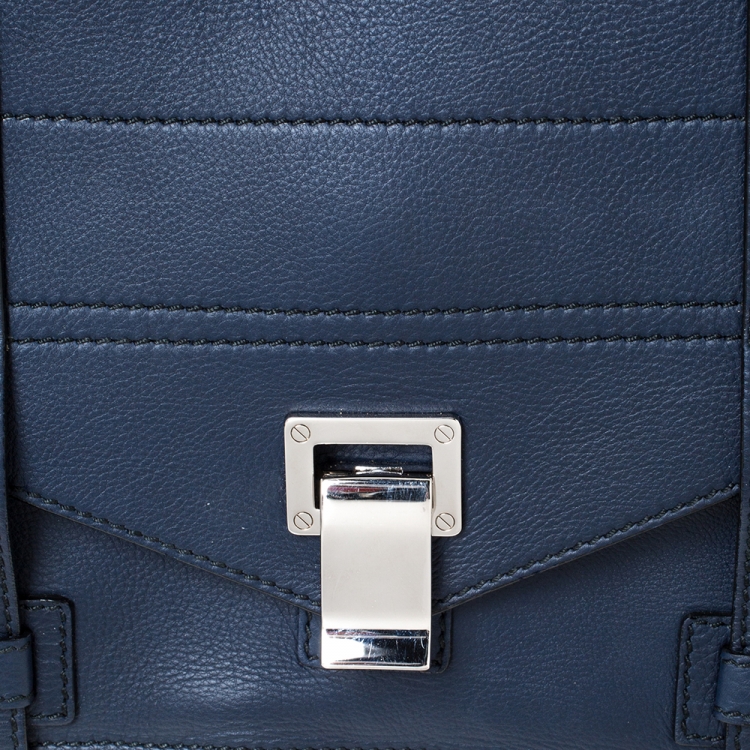Pre Owned Proenza Schouler Navy Blue Leather Large PS1 Top Handle Bag