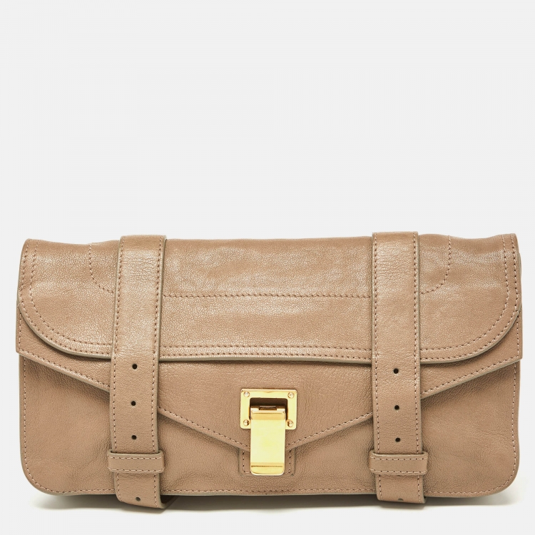 Proenza Schouler Beige Leather Flap PS1 Clutch Proenza Schouler | TLC