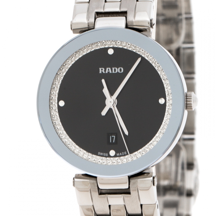 Pre Owned Rado Black Stainless Steel Florence R48874153 Women'd Wristwatch 28 mm