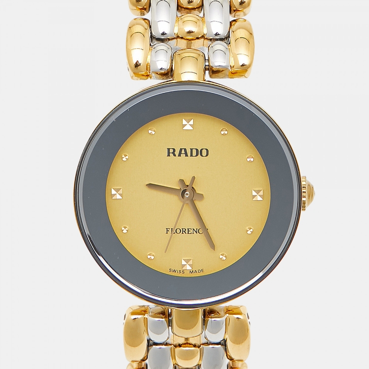 Pre Owned Rado Champagne Two-Tone Stainless Steel Florence R48745253 Women's Wristwatch