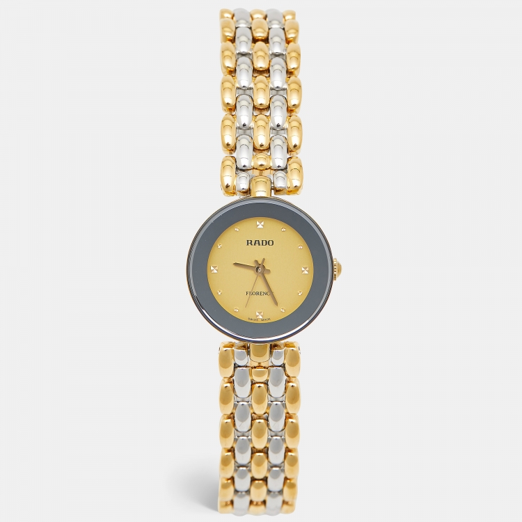 Pre Owned Rado Champagne Two-Tone Stainless Steel Florence R48745253 Women's Wristwatch