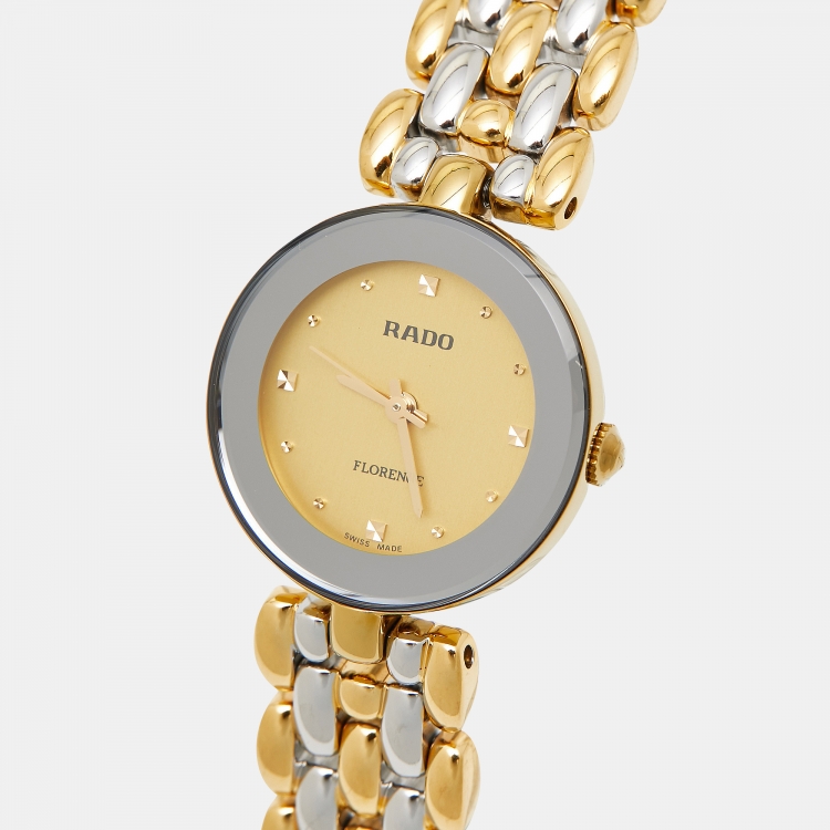 Pre Owned Rado Champagne Two-Tone Stainless Steel Florence R48745253 Women's Wristwatch