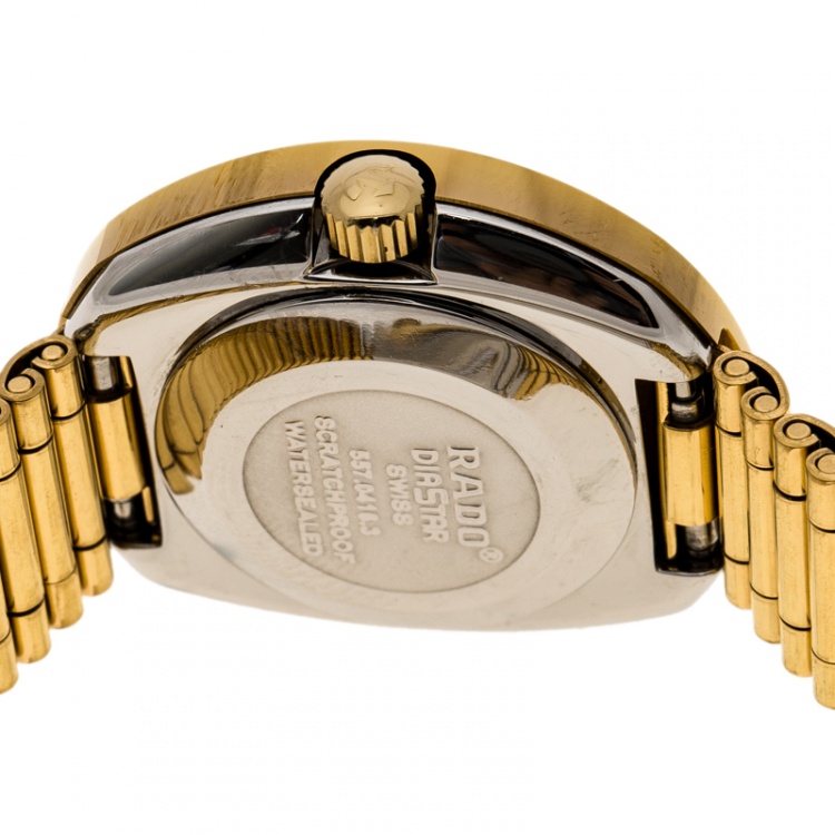 Pre Owned Rado Diastar Gold Plated Stainless Steel Women's Wristwatch 27 mm