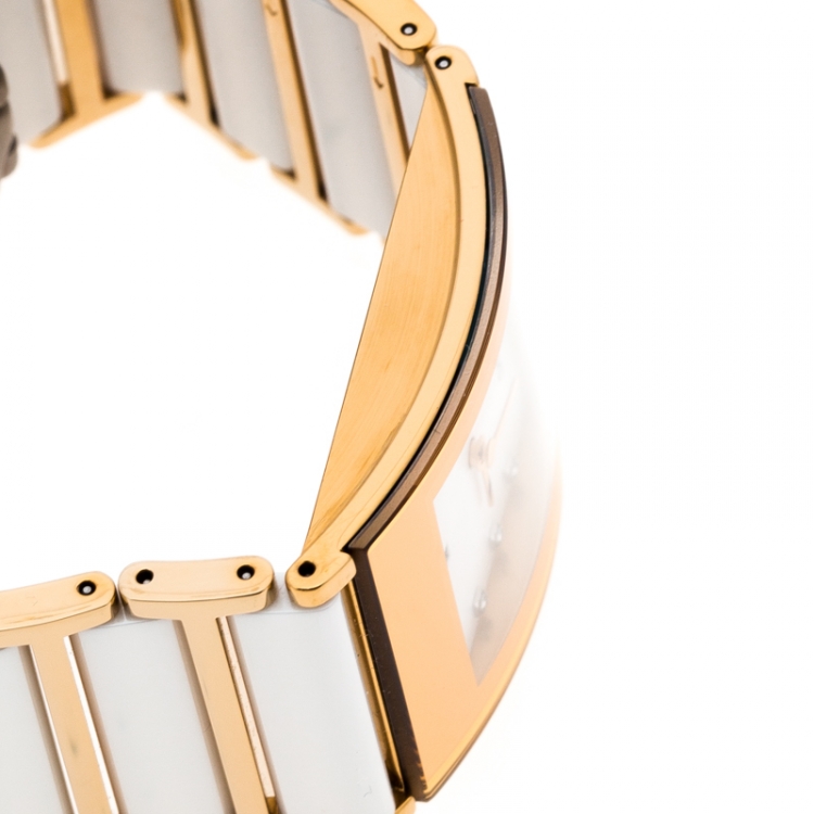 Pre Owned Rado White Mother of Pearl Gold Plated Steel Ceramic Integral Jubile R20791901 Women's Wristwatch 23 mm