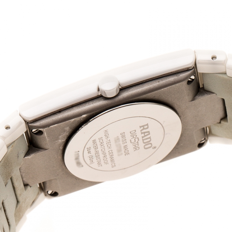 Pre Owned Rado Gold White Ceramica 01.152.0709.3.025 Women's Wristatch 27 mm