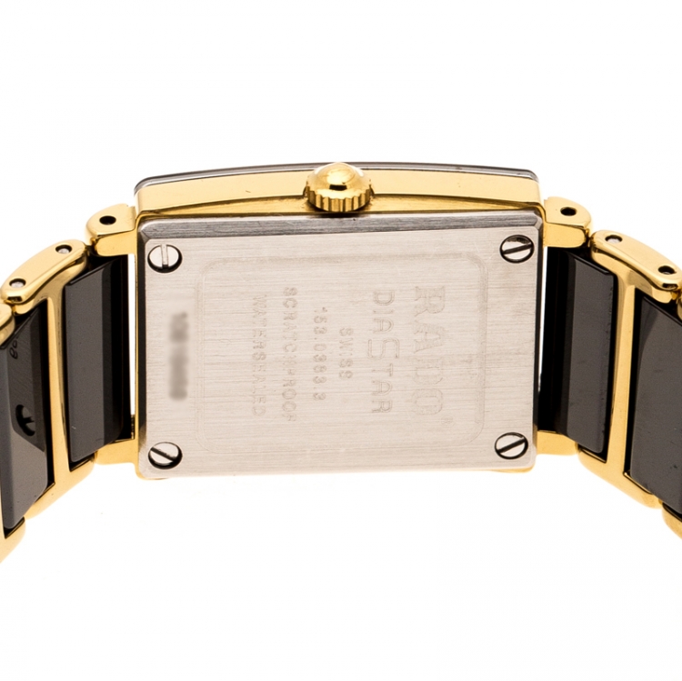 Pre Owned Rado Black Gold Plated Stainless Steel Titanium Ceramic Integral Jubilee 153.0383.3 Women's Wristwatch 18 mm