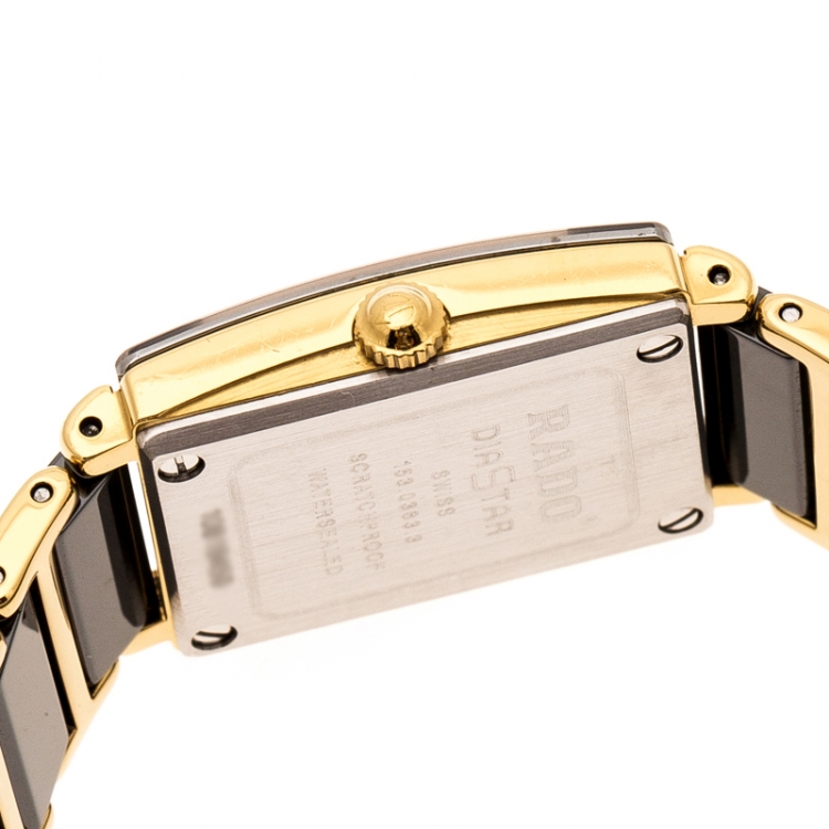 Pre Owned Rado Black Gold Plated Stainless Steel Titanium Ceramic Integral Jubilee 153.0383.3 Women's Wristwatch 18 mm