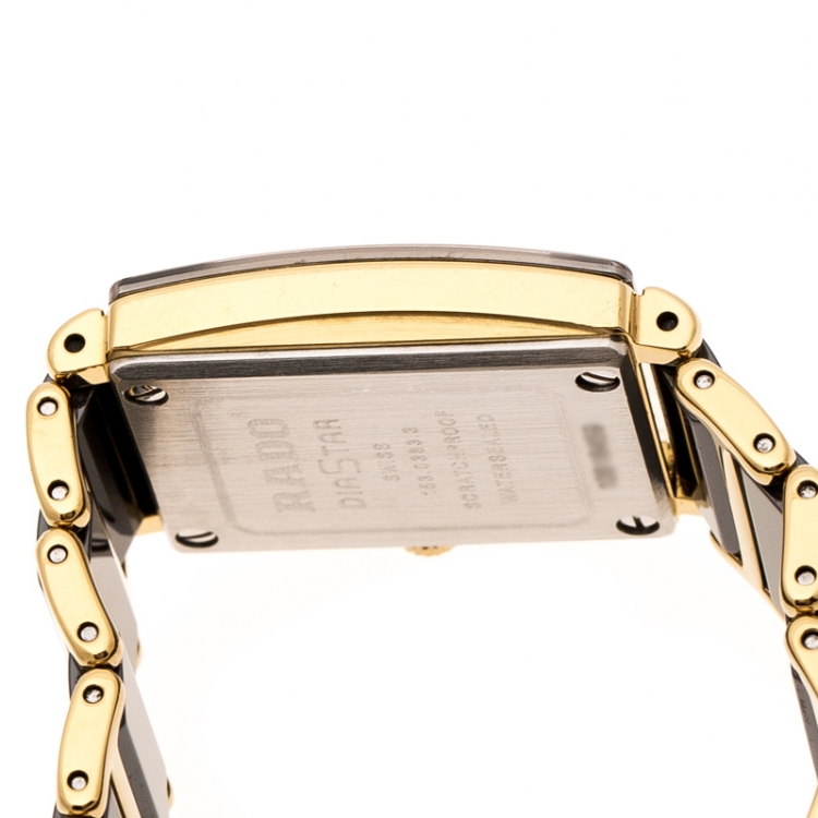 Pre Owned Rado Black Gold Plated Stainless Steel Titanium Ceramic Integral Jubilee 153.0383.3 Women's Wristwatch 18 mm