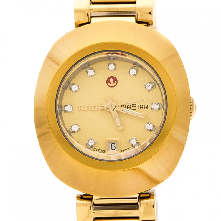 Pre Owned Rado Yellow Gold PVD Coated Diastar R2416634 Women's Wristwatch 27 mm