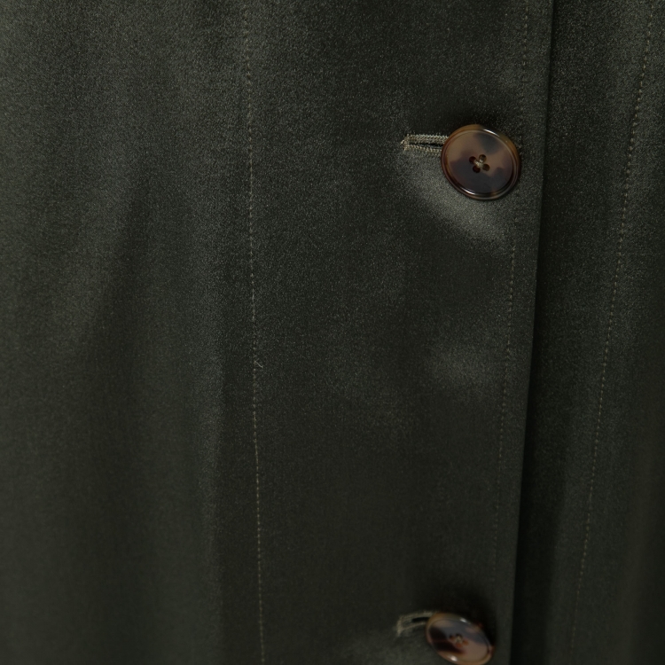 مملوكة مسبقًا Ralph Lauren Collection Olive Green Silk Belted Shirt Dress M