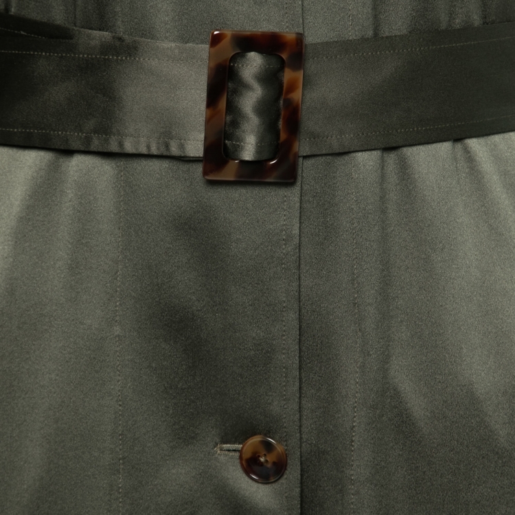 مملوكة مسبقًا Ralph Lauren Collection Olive Green Silk Belted Shirt Dress M