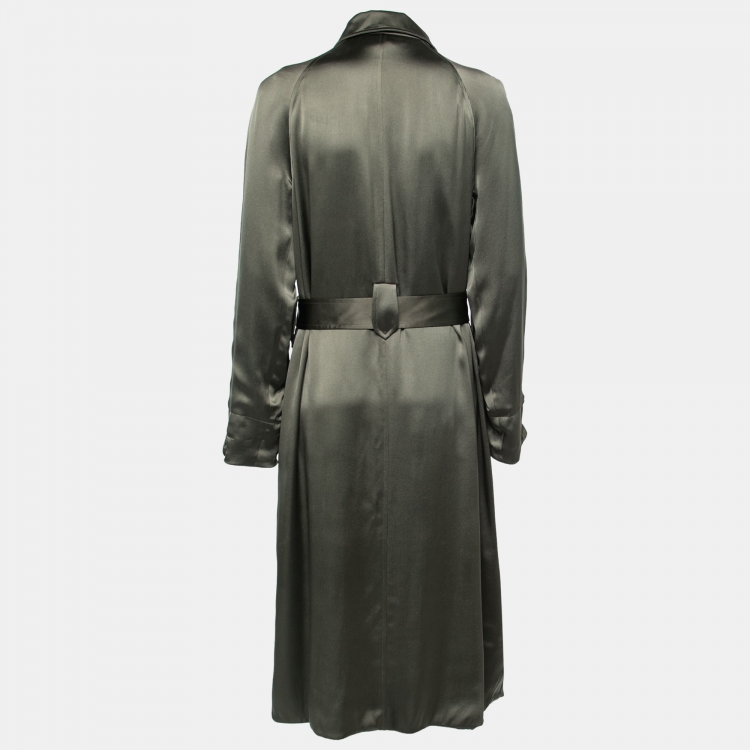 مملوكة مسبقًا Ralph Lauren Collection Olive Green Silk Belted Shirt Dress M