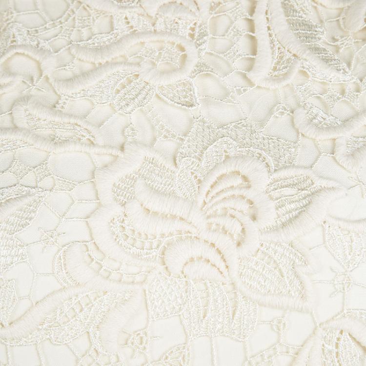 Pre Owned Ralph Lauren Cream Embroidered Lace Sleeveless Giordano Dress M