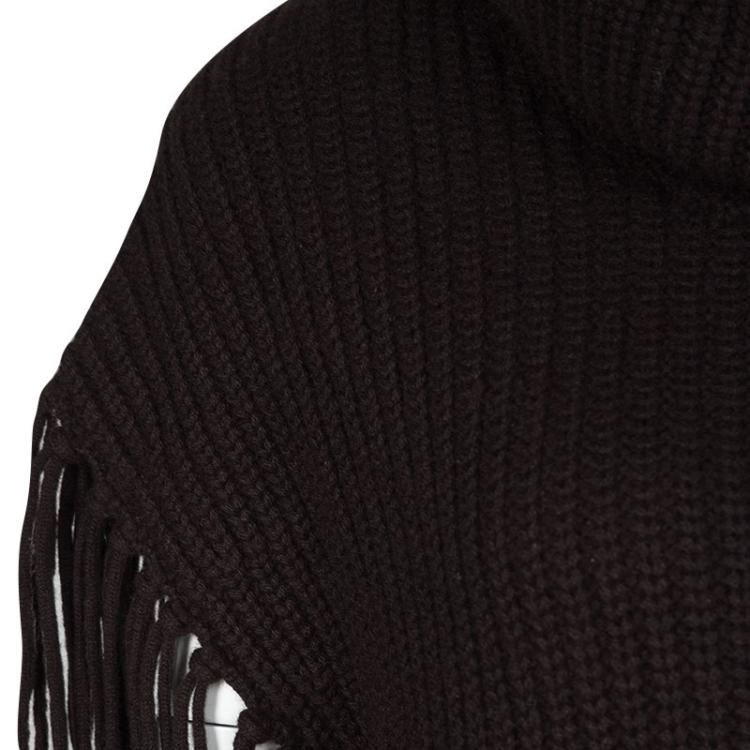 Pre Owned Ralph Lauren Dark Chocolate Brown Fringe Detail Turtle Neck Sweater S