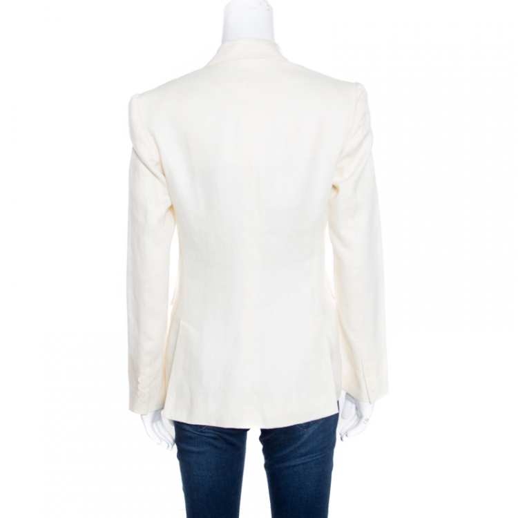 Pre Owned Ralph Lauren Cream Linen Silk Lined Leander Blazer S