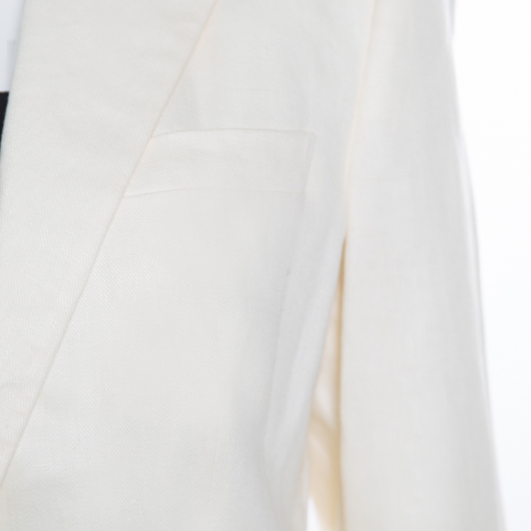 Pre Owned Ralph Lauren Cream Linen Silk Lined Leander Blazer S