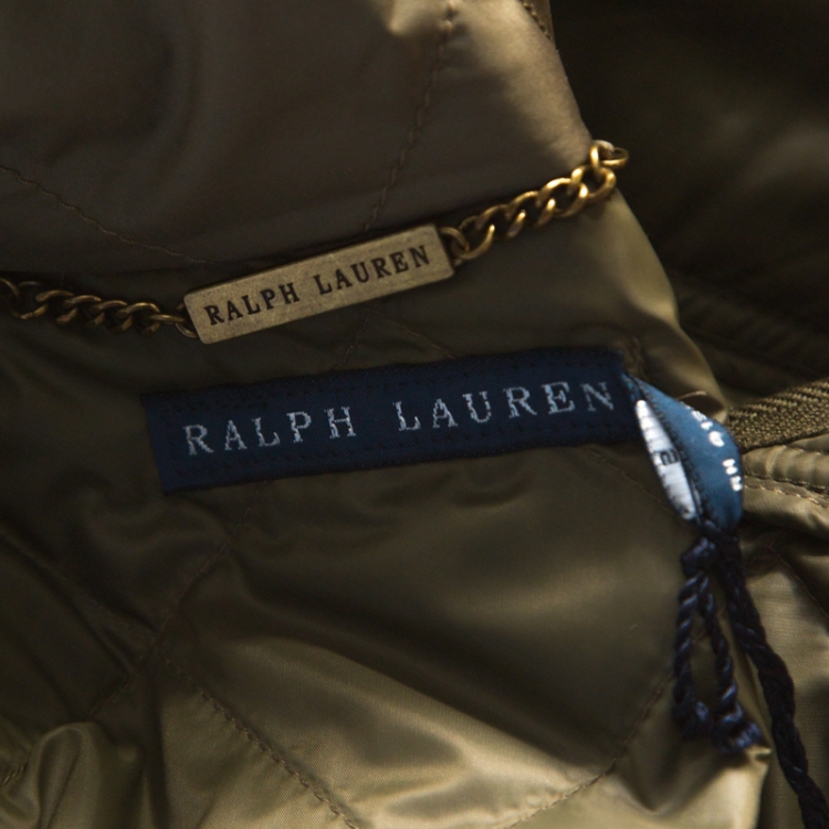 Pre Owned Ralph Lauren Safari Green Sleeveless Quilted Vest S 