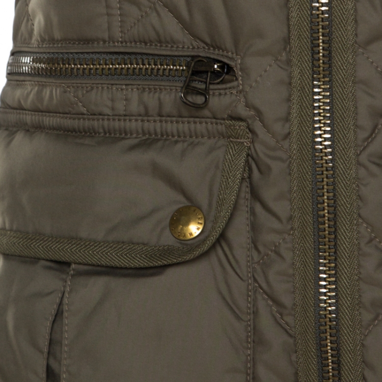 Pre Owned Ralph Lauren Safari Green Sleeveless Quilted Vest S 