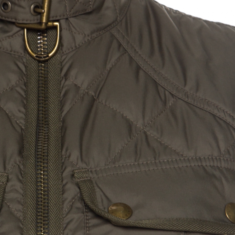 Pre Owned Ralph Lauren Safari Green Sleeveless Quilted Vest S 