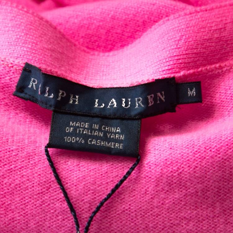 Pre Owned Ralph Lauren Neon Pink Cashmere Cardigan M