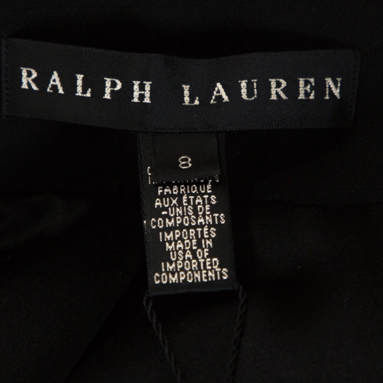مملوكة مسبقًا Ralph Lauren Black Wool Leather Trim Dalphine Jacket M