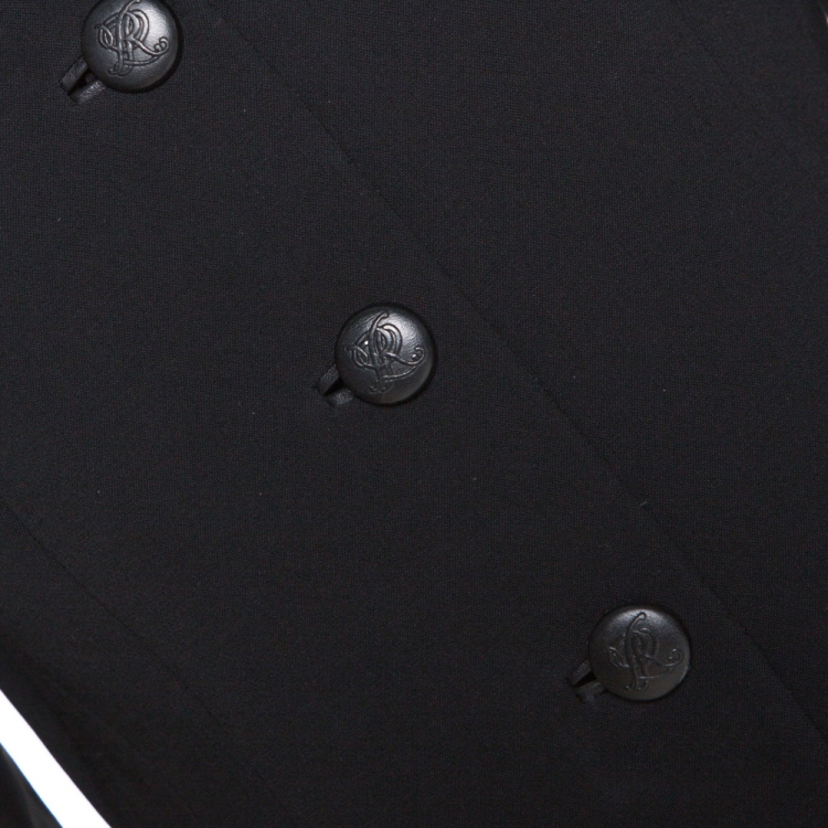 مملوكة مسبقًا Ralph Lauren Black Wool Leather Trim Dalphine Jacket M