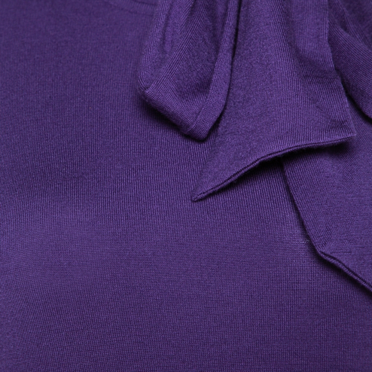 Pre Owned Ralph Lauren Orchid Purple Cashmere Knit Sleeveless Necktie Top M
