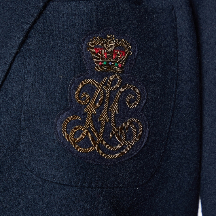 Pre Owned Ralph Lauren Navy Blue Wool Crest Detail Blazer M