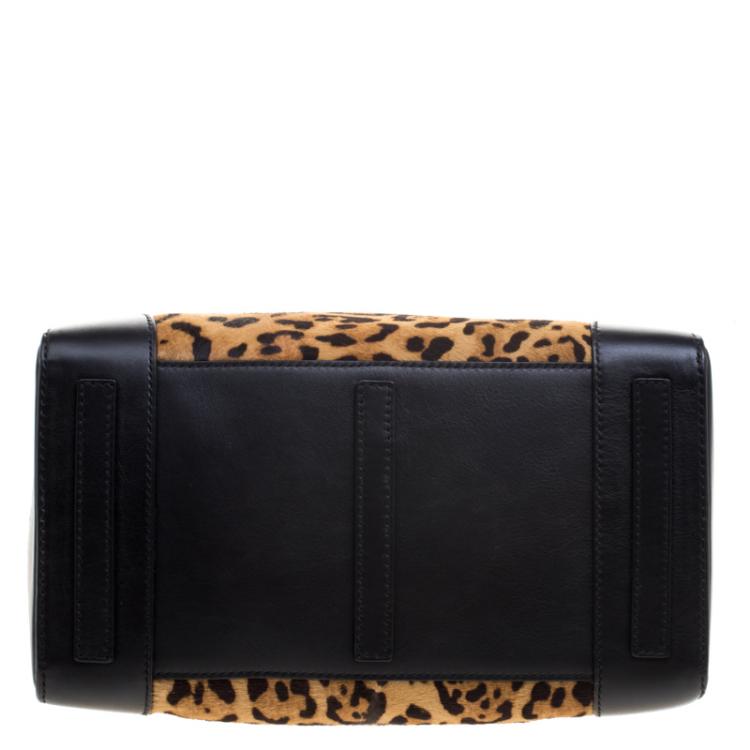Pre Owned Ralph Lauren Black Leopard Print Calf Hair and Leather Ricky Tote