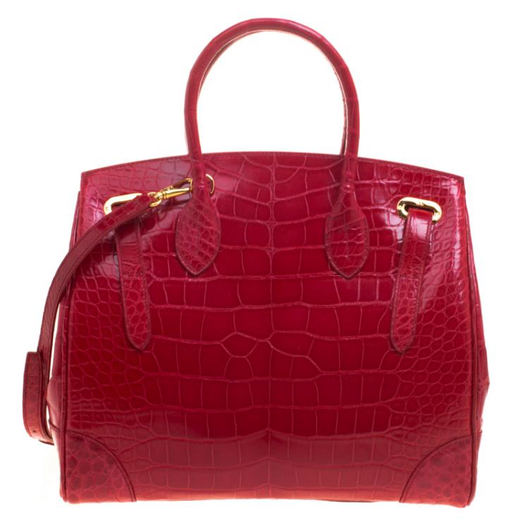 Pre Owned Ralph Lauren Red Alligator Ricky Top Handle Bag