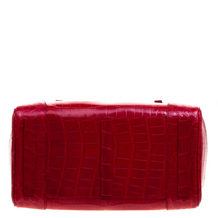 Pre Owned Ralph Lauren Red Alligator Ricky Top Handle Bag