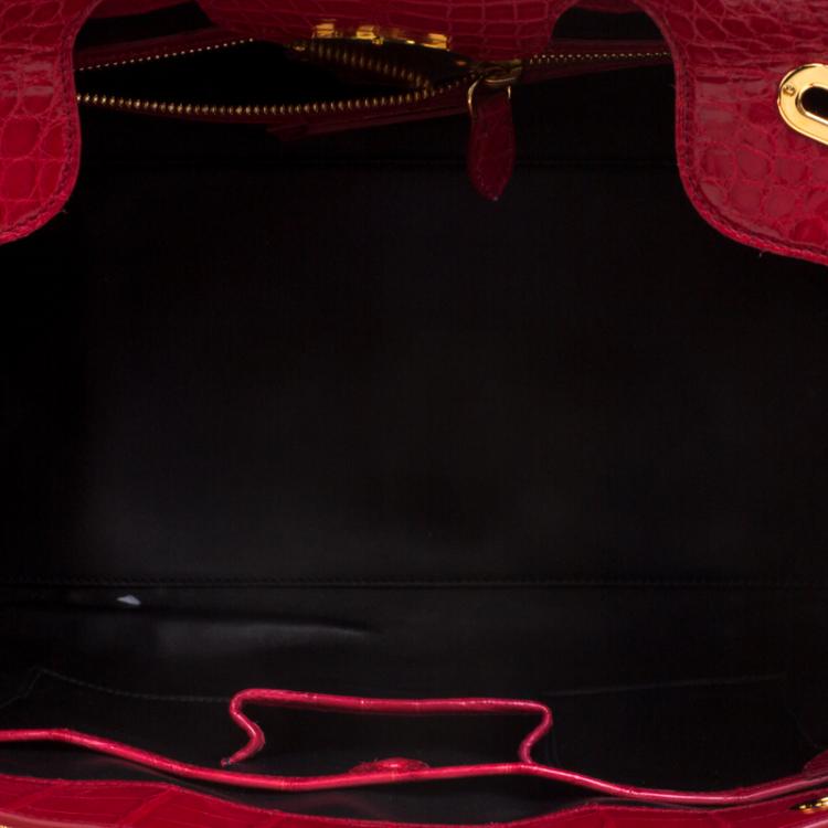 Pre Owned Ralph Lauren Red Alligator Ricky Top Handle Bag