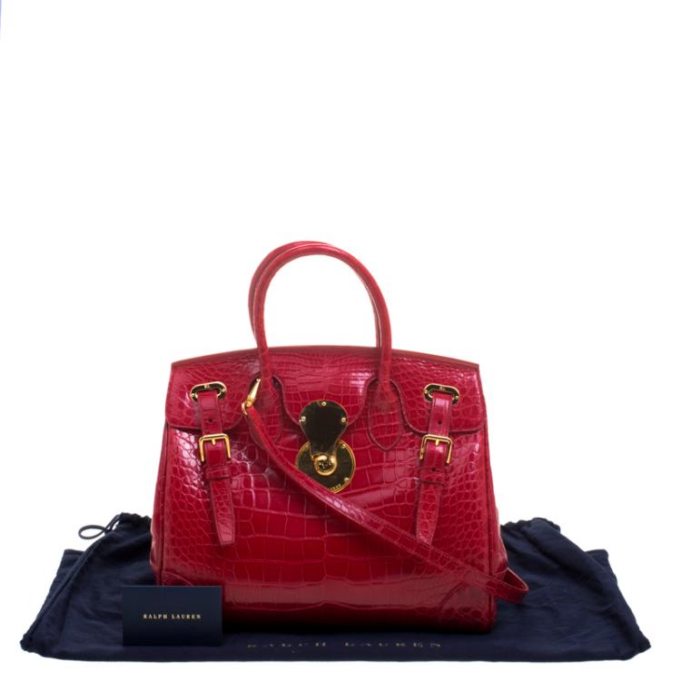 Pre Owned Ralph Lauren Red Alligator Ricky Top Handle Bag