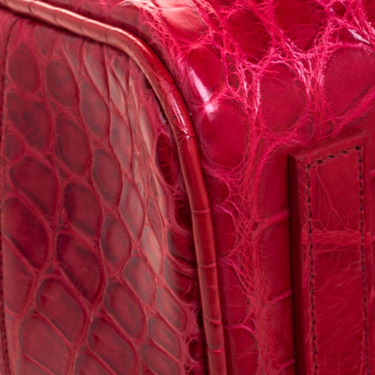 Pre Owned Ralph Lauren Red Alligator Ricky Top Handle Bag