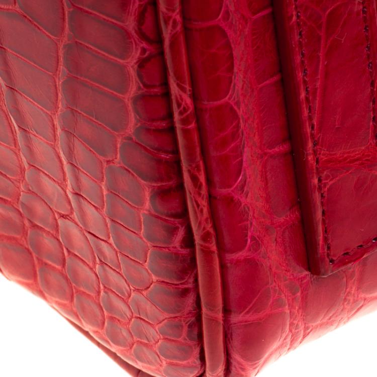 Pre Owned Ralph Lauren Red Alligator Ricky Top Handle Bag
