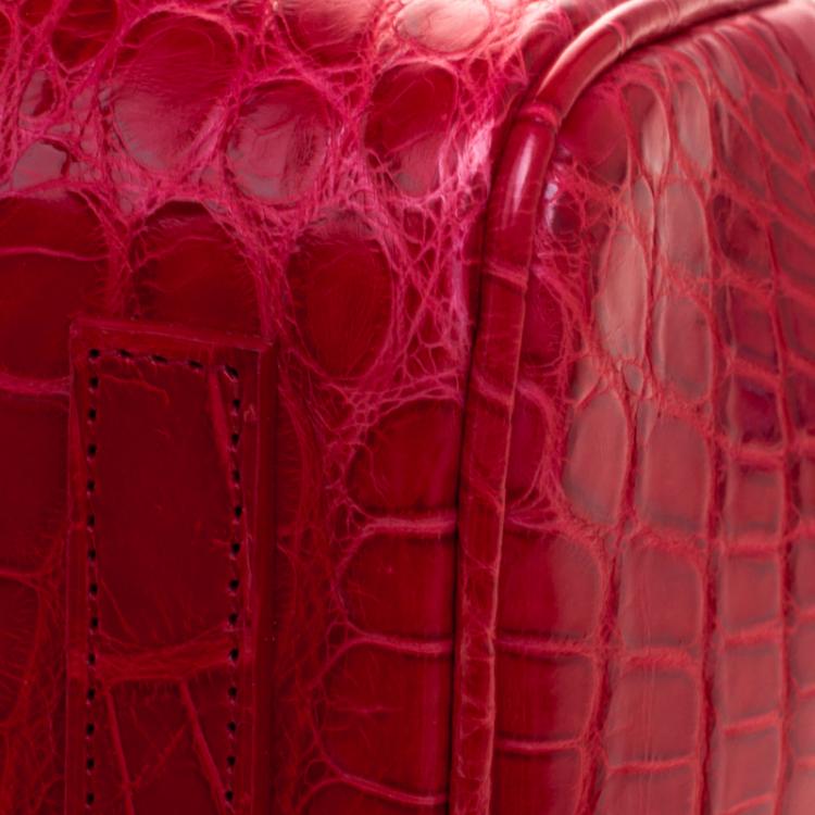 Pre Owned Ralph Lauren Red Alligator Ricky Top Handle Bag