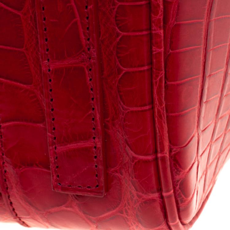 Pre Owned Ralph Lauren Red Alligator Ricky Top Handle Bag