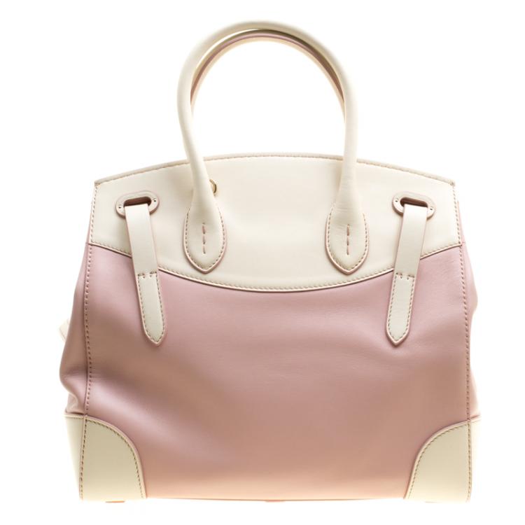 Pre Owned Ralph Lauren Off White/Blush Pink Leather Ricky Top Handle Bag