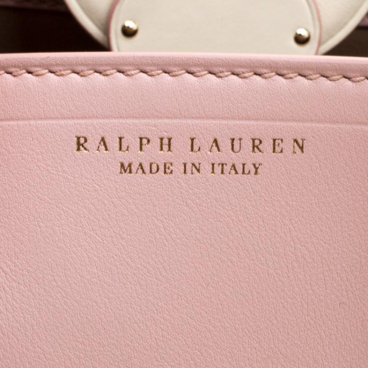 Pre Owned Ralph Lauren Off White/Blush Pink Leather Ricky Top Handle Bag