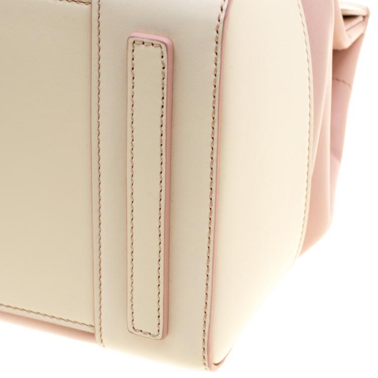 Pre Owned Ralph Lauren Off White/Blush Pink Leather Ricky Top Handle Bag