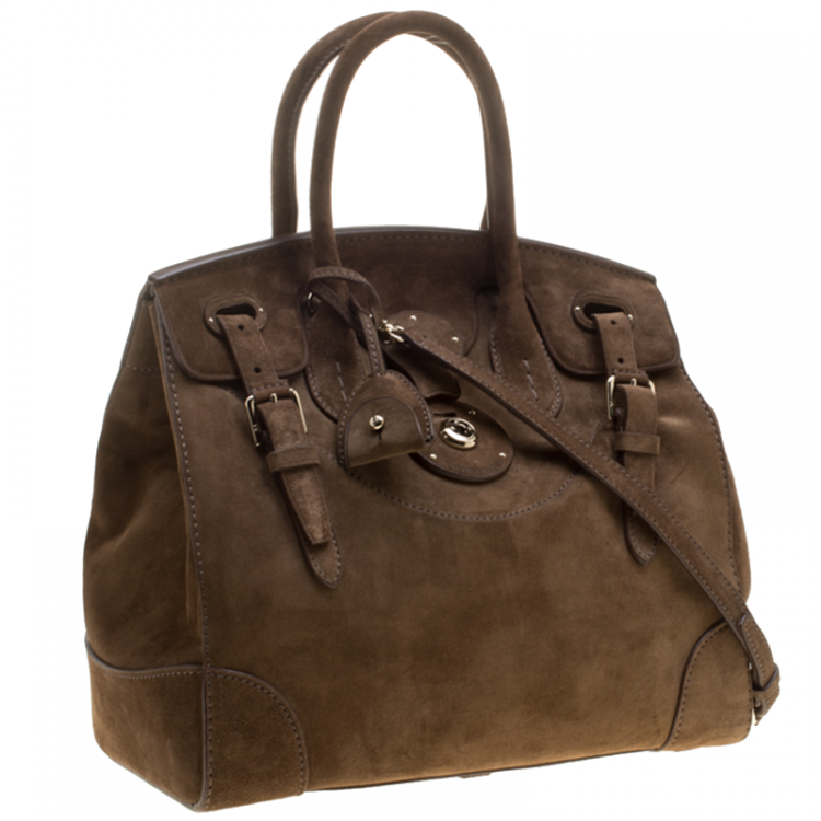 Pre Owned Ralph Lauren Brown Suede Ricky Top Handle Bag