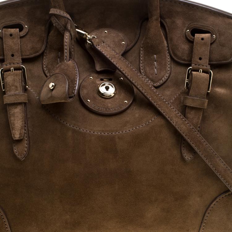 Pre Owned Ralph Lauren Brown Suede Ricky Top Handle Bag