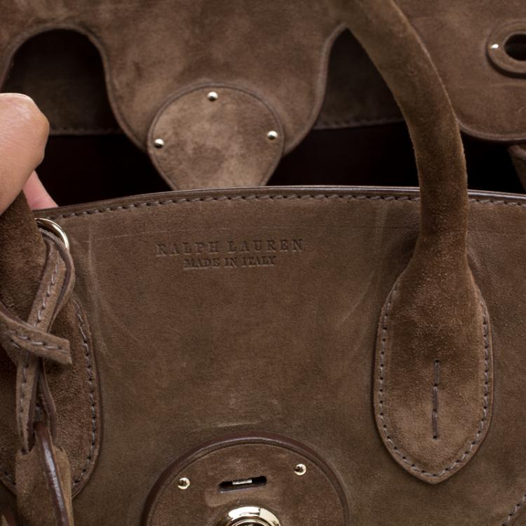 Pre Owned Ralph Lauren Brown Suede Ricky Top Handle Bag